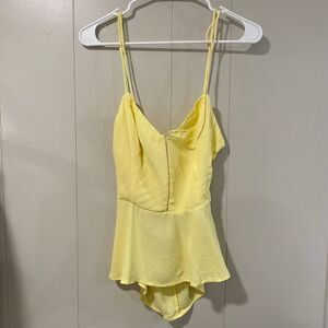 Lush Yellow Peplum Cami Top Women’s Large Adjustable Spaghetti Strap Open Back